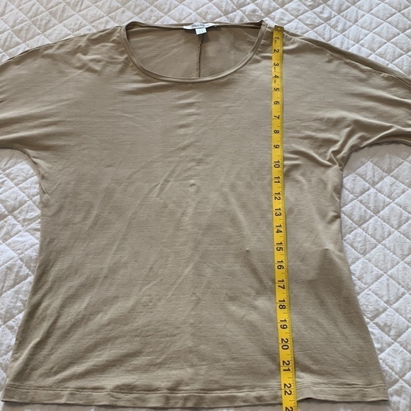 MAXMARA scoop neck 3/4 sleeve jersey knit top fitted scoop neck beige medium - Picture 5 of 10